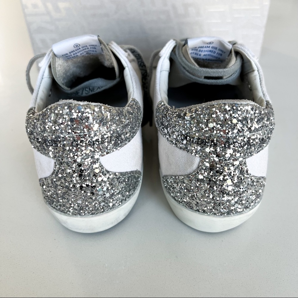 Golden Goose White Superstar Glitter Sneakers Shoes - Picture 6 of 6